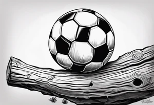 Redfin on a log with a soccer ball tattoo idea