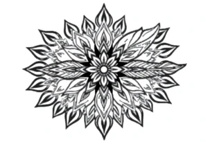 spiritual bold line feather mandala indian tattoo idea