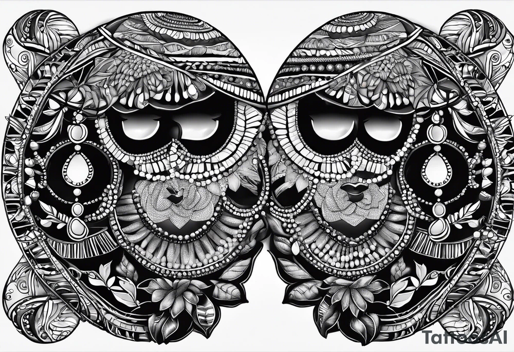 iemanjá africana com conchas e pérolas tattoo idea
