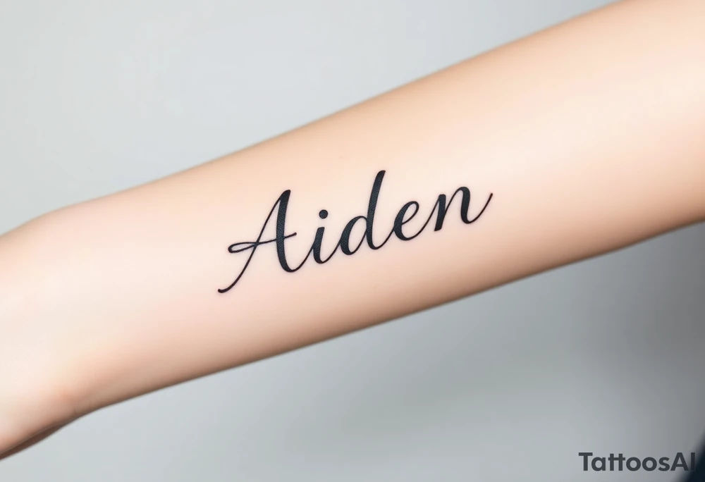 The name Aiden this and bold cursive tattoo idea