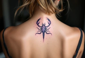 The Scorpius uder its star constellation slashes across the night sky like a violet scorpion tail ready to strike tattoo idea