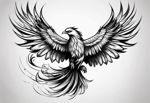 Phoenix bird flying and fading away while burning

, tattoo idea