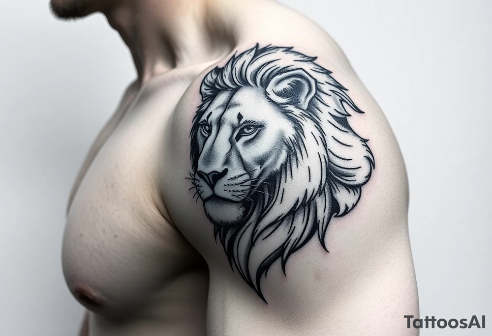 lion on the shoulder tattoo idea