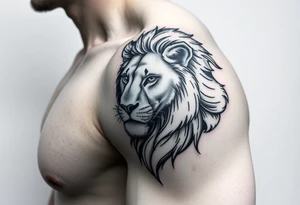 lion on the shoulder tattoo idea