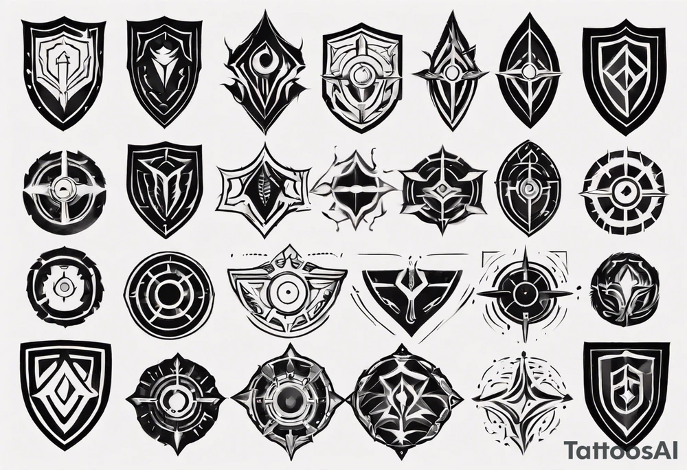 Shield symmetrical tattoo idea