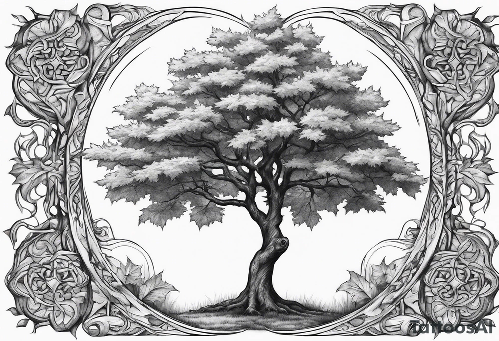 A maple tree with a cross as the trunk. tattoo idea