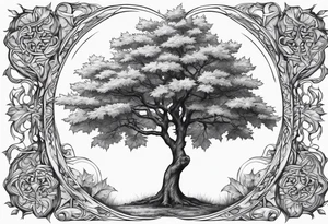 A maple tree with a cross as the trunk. tattoo idea