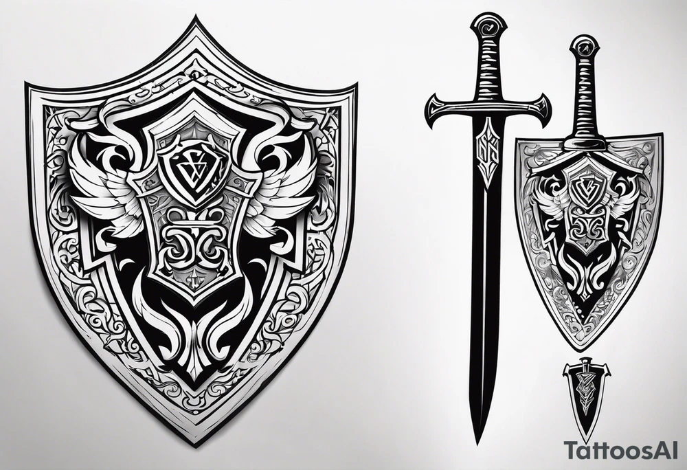 Valhalla shield sword tattoo idea