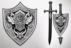 Valhalla shield sword tattoo idea