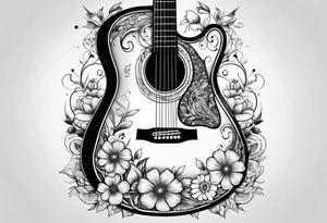 Guitar with flowers growing off the side tattoo idea