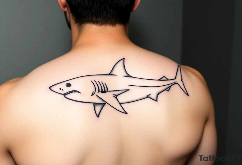 I have a shark silhouette on my triceps I want a feminine fine line half sleeve in black and white tattoo idea