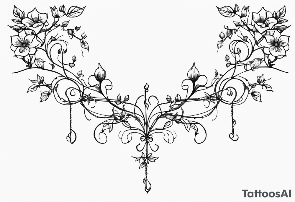 Barded wire with flowery vine wrapped around it tattoo idea