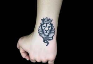 Lion with Egyptian crown and snake tattoo idea