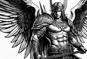 male angel warrior tattoo idea