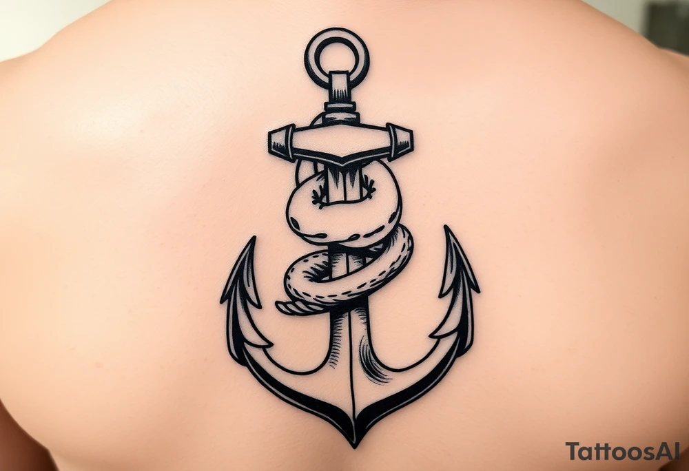 I want an anchor with a weasel intertwined with the anchor instead of rope tattoo idea