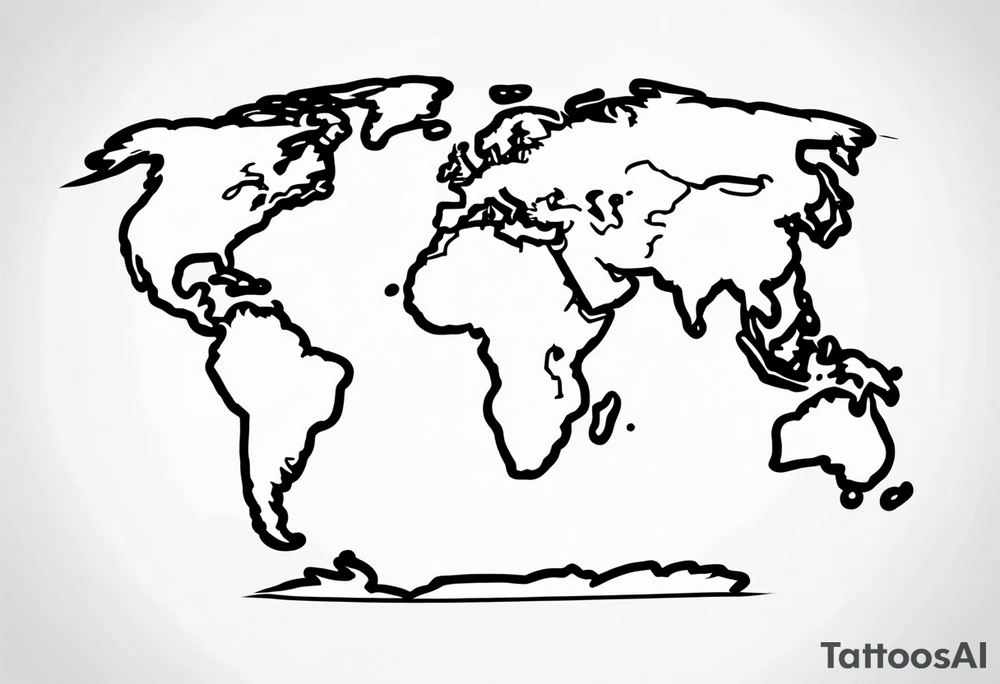 globe map single pen line blowing up in one corner tattoo idea