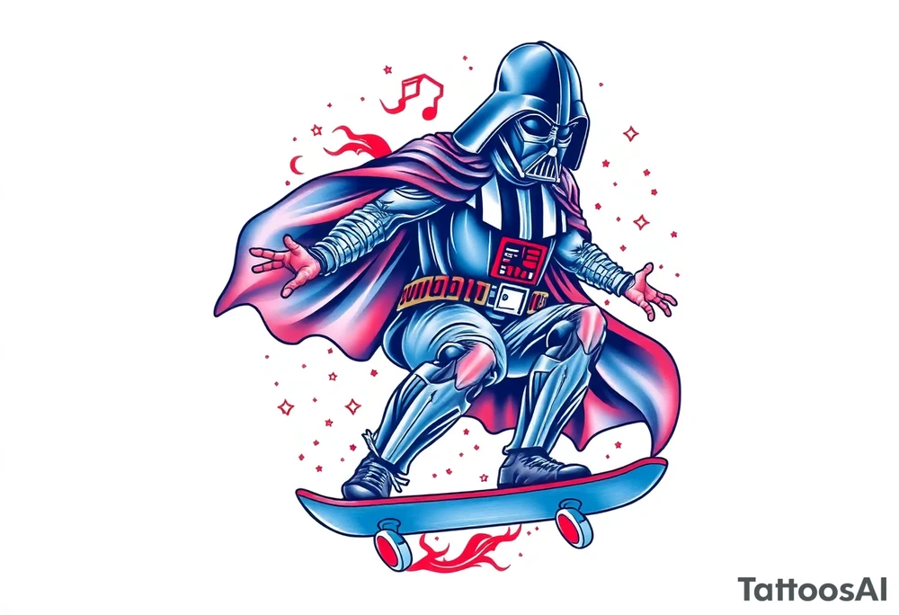 MEMORY TATTOO
blue and red Darth Vader skateboarding outdoor
"Darth Carter"
12/29/88-01/06/24 tattoo idea