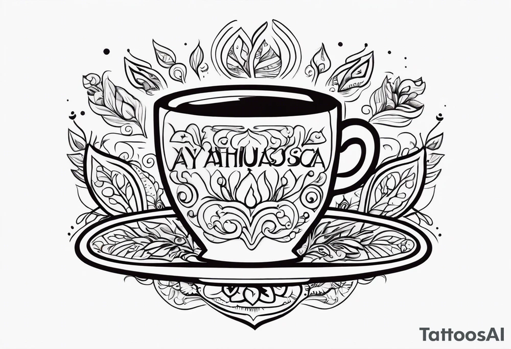 Ayahuasca mushrooms like a cup of tea tattoo idea