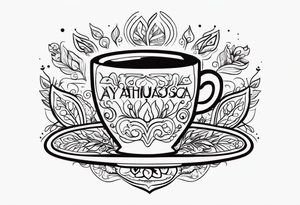 Ayahuasca mushrooms like a cup of tea tattoo idea