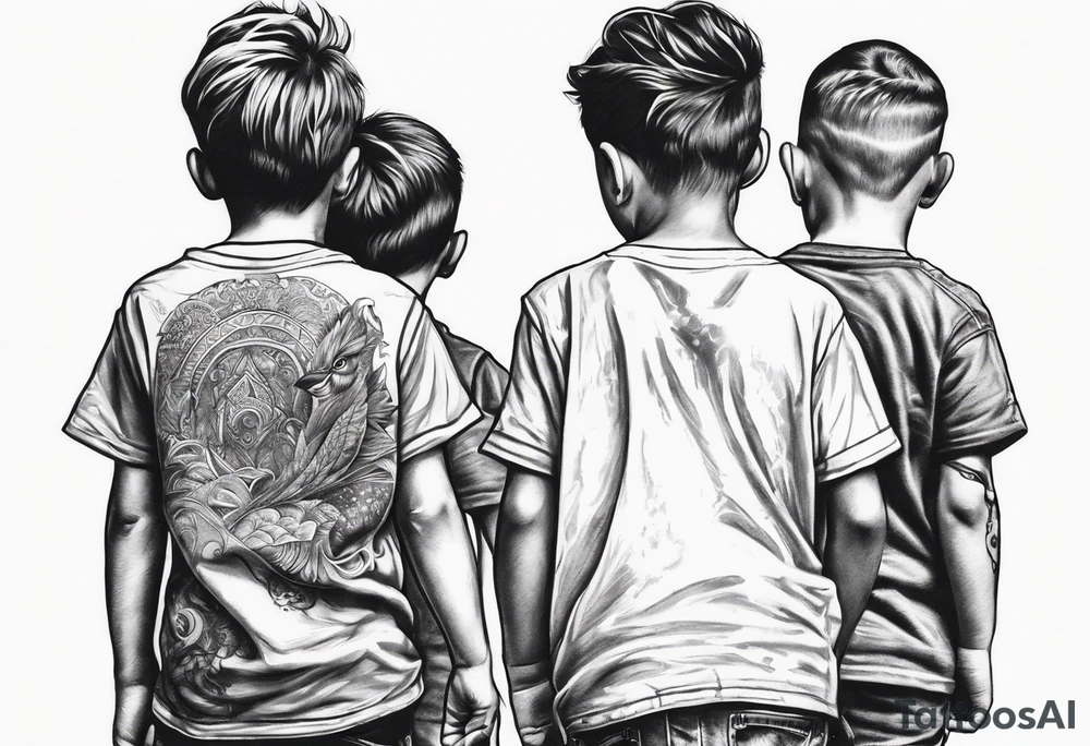 three young brothers walking away together tattoo idea