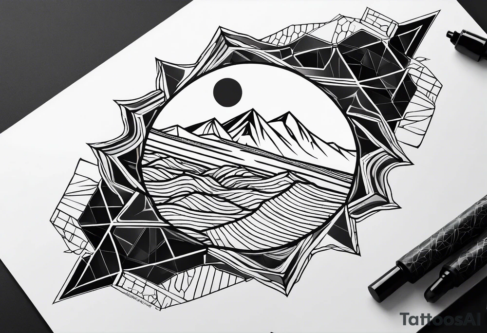 Hexagon linked crystal wave tattoo idea