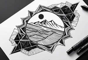 Hexagon linked crystal wave tattoo idea