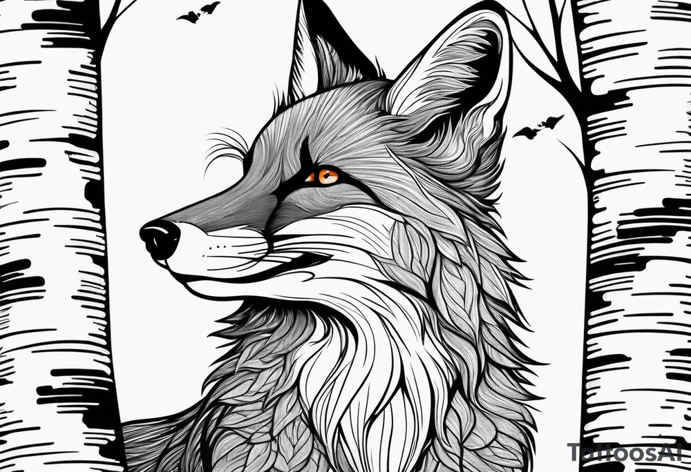 Fox in birch trees tattoo idea