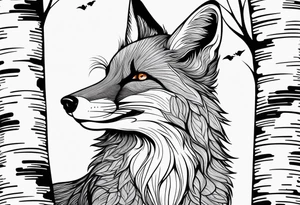 Fox in birch trees tattoo idea