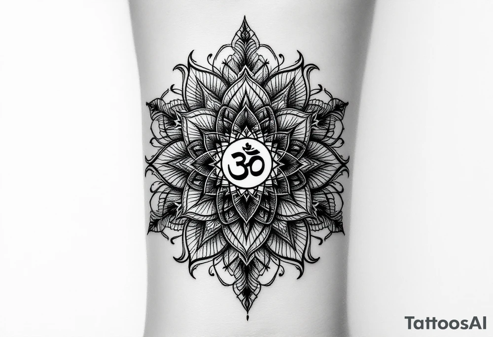 sacred flower of life with om in the middle tattoo idea