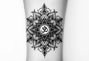 sacred flower of life with om in the middle tattoo idea