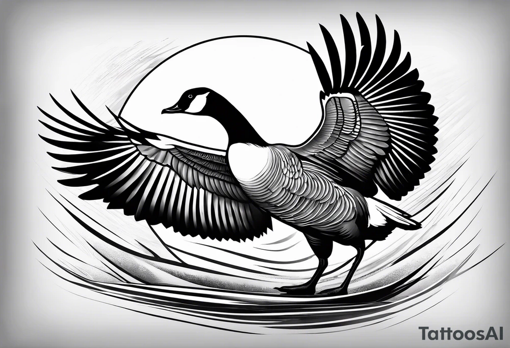 canadian goose taking off wind Background tattoo idea