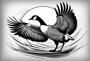 canadian goose taking off wind Background tattoo idea
