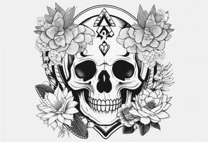 womens western sticker tattoo arm sleeve with playing cards, bullskull, snakes, and cactuses with flowers in the background tattoo idea