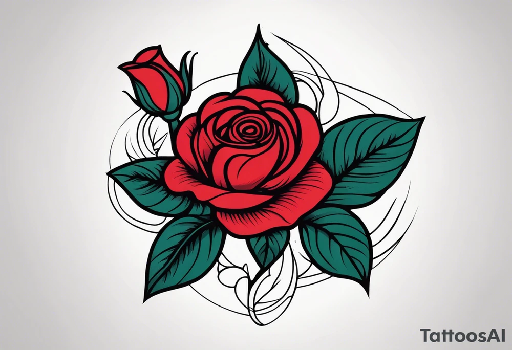 traditional rose red tattoo idea