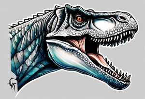 dinosauro ti-rex abraçado em um anjo tattoo idea