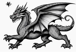 Welsh dragon holding a texas star tattoo idea