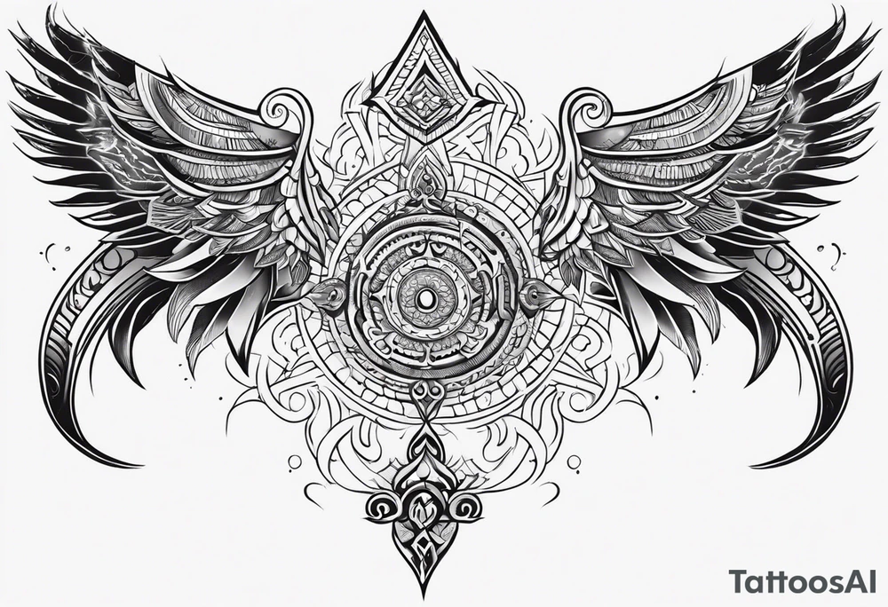back tattoo with trishul tattoo idea