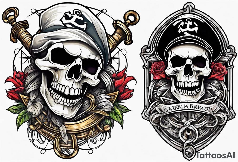pirate skull anchor tattoo idea