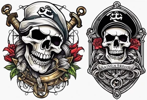 pirate skull anchor tattoo idea