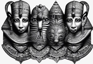 hear no evil, see no evil, speak no evil egyptian
eyes covered, ears covered, mouth covered tattoo idea