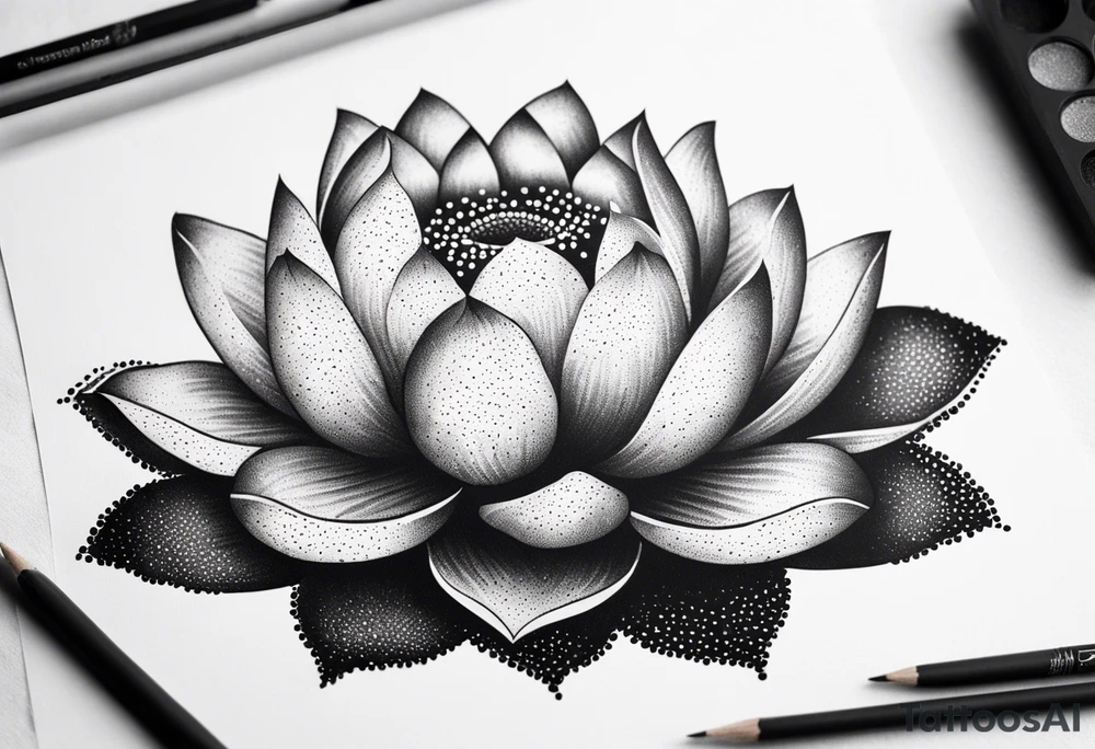 simple lotus flower with minimal shading tattoo idea