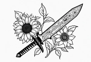 sword with sunflowers on it tattoo idea