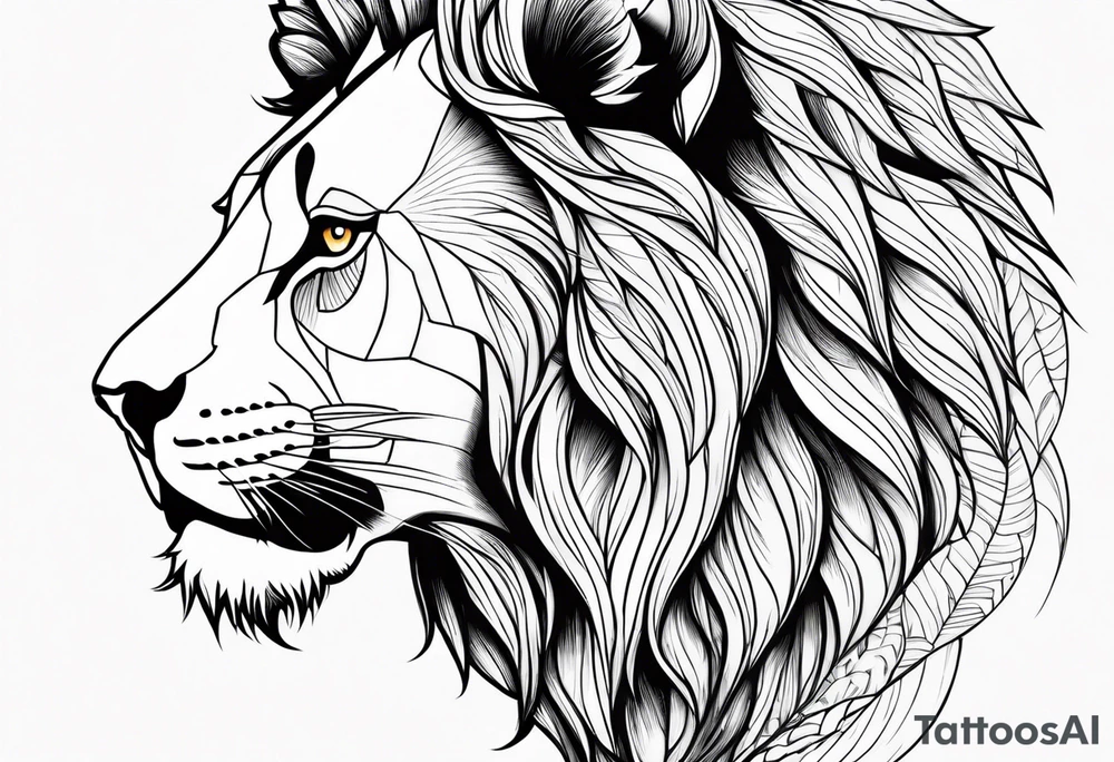 Une tête de lion de profil. tattoo idea