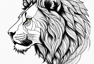 Une tête de lion de profil. tattoo idea