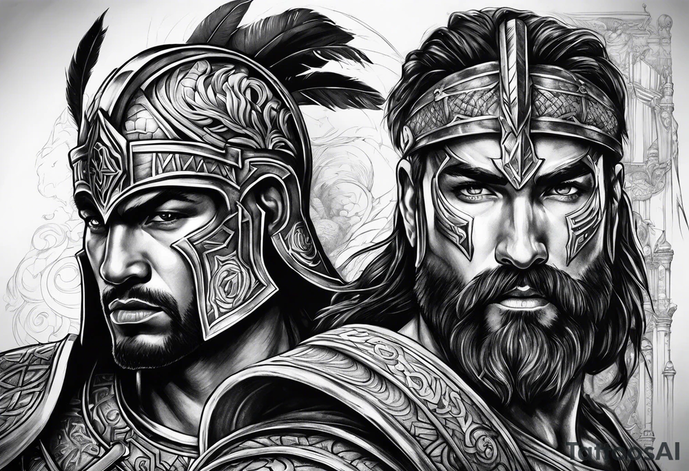Kairos god and Gladiator warrior tattoo idea