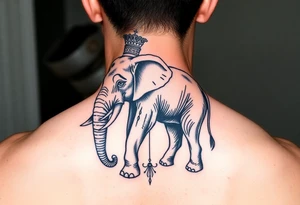 Elephant with queen crown, Aquarius, chives, chef tattoo idea