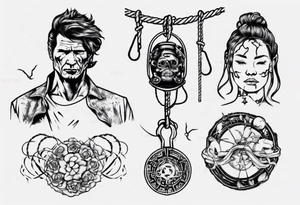 han with a rope manipulating a human tattoo idea