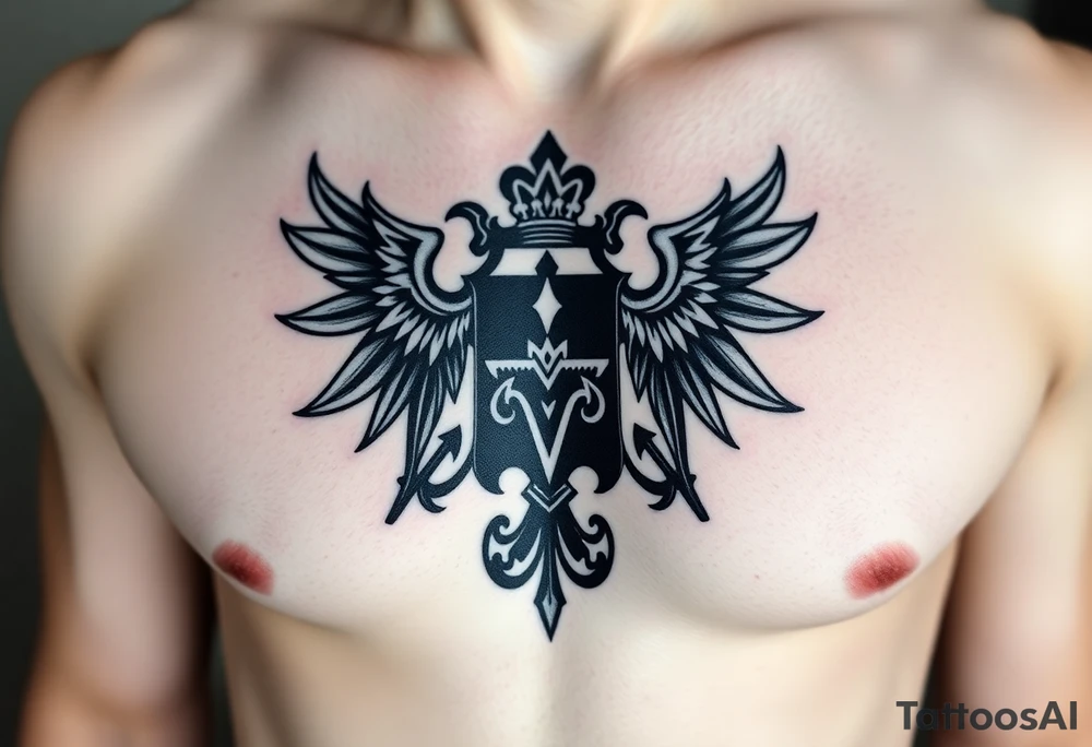 Powerful, majestic and dark Irish family crest tattoo idea