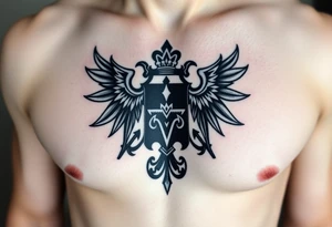 Powerful, majestic and dark Irish family crest tattoo idea