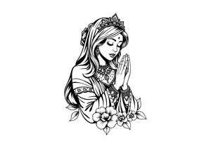 Chicano style Woman praying tattoo idea
